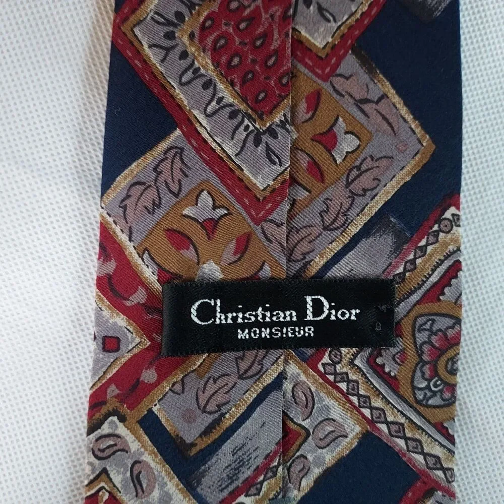 Vintage Christian Dior Monsieur Tie Made in USA Italian Silk Mens Neck Tie